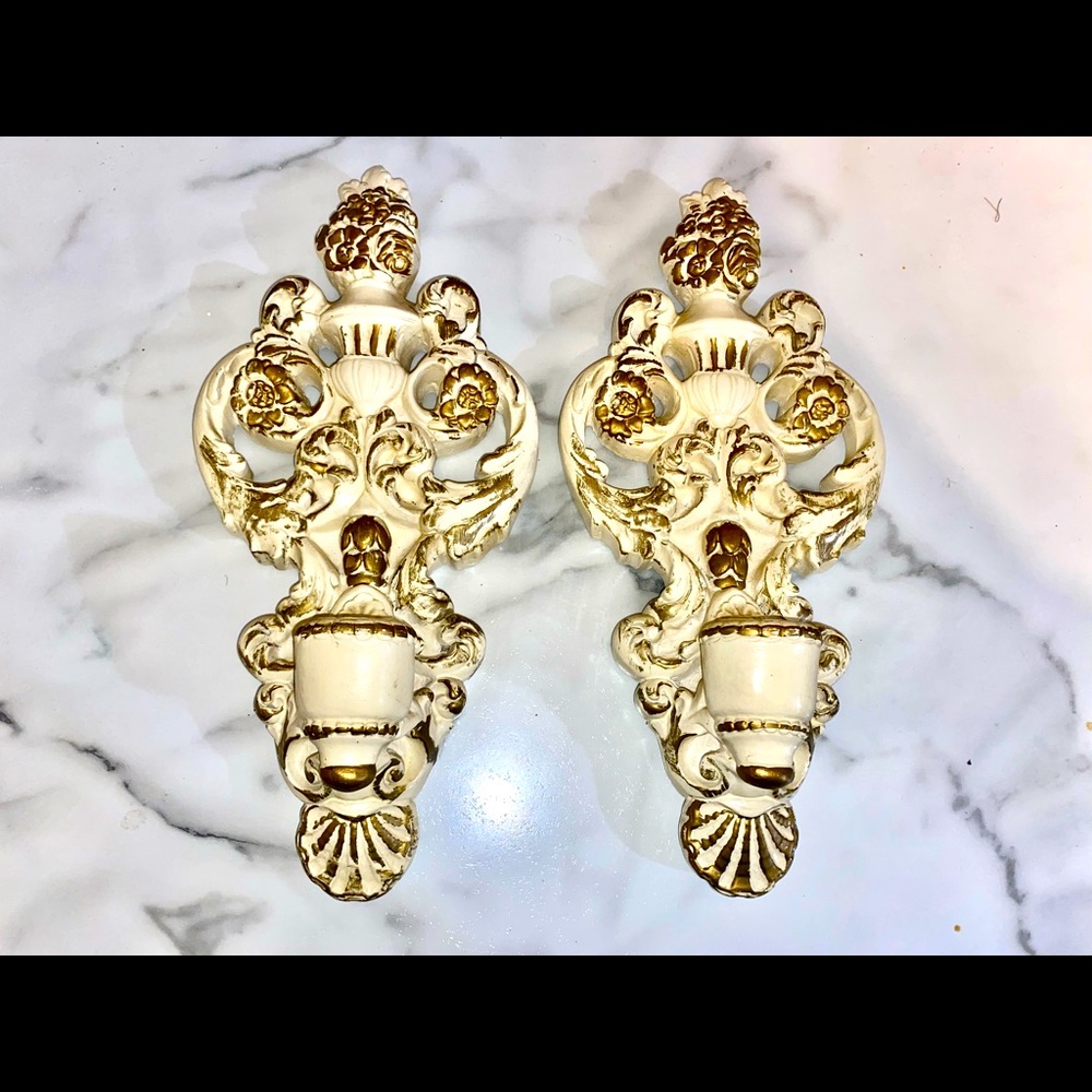 Pair of Vintage ceramic candle sconces